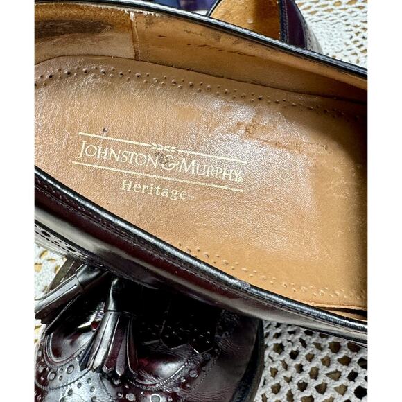JOHNSTON & MURPHY Tassel Burgundy Sz 9 M Men Leather Slip-On Dress Loafers 3152 - Picture 5 of 15